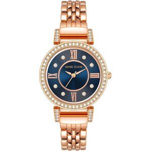 Anne Klein Navy Accented Rose Goldtone Bracelet Watch-Rose Gold